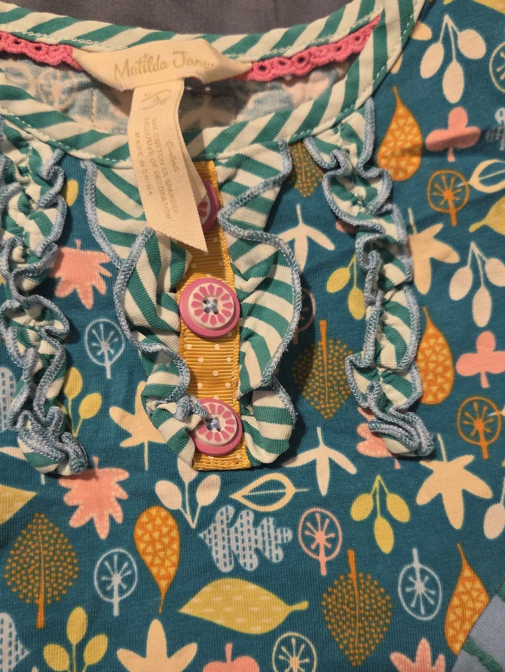 Matilda Jane Girls' Teal Floral Swing Top and Mustard Leggings Set